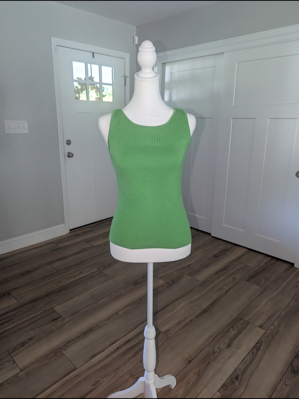 JEANNE PIERRE Green Ribbed Tank